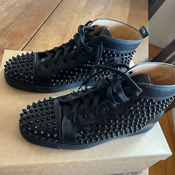Christian Louboutin Black Orlando Flat Spiked Sneakers - Picture 4 of 16